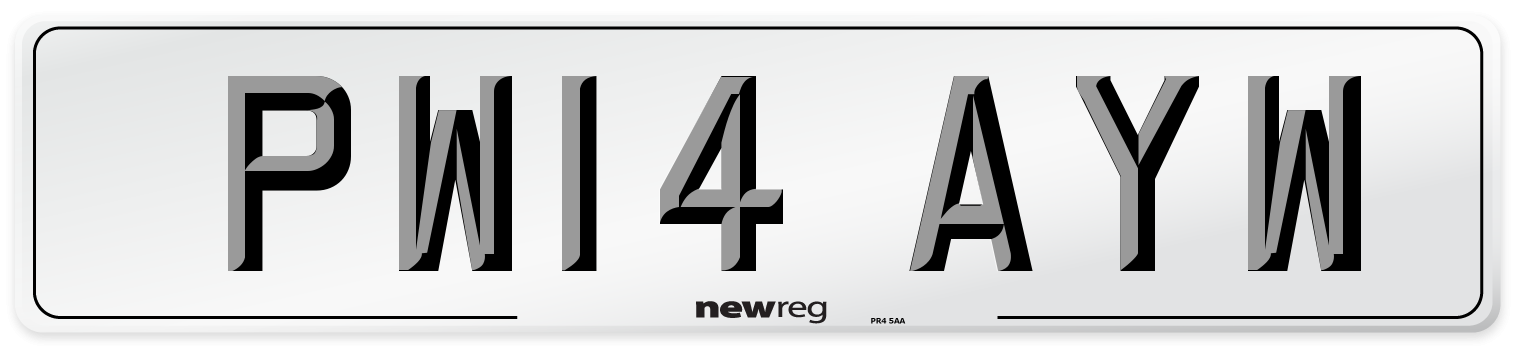 PW14 AYW Number Plate from New Reg